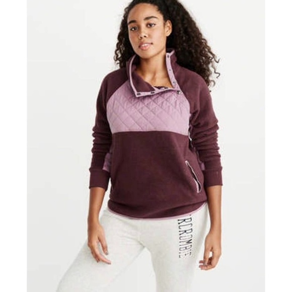 Abercrombie & Fitch Purple Colorblock Fleece SIZE XS - Picture 1 of 10